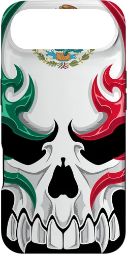 Miniatura 26 de iPhone 13 Pro Max Bandera de México - Estilo tribal de calavera mexicana - Funda hecha en México
