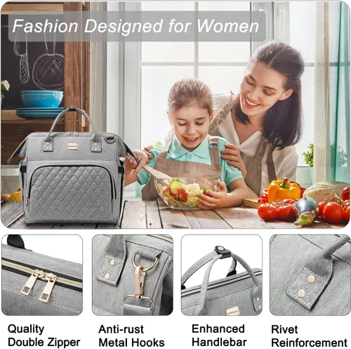 Miniatura 3 de Artelaris Bolsa de almuerzo aislada para mujeres y hombres, lonchera grande reutilizable, bolsas tipo tote refrigeradoras a prueba de fugas