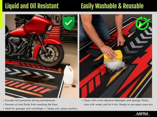 Miniatura 5 de Alfombra de estacionamiento para S1000RR modelo de motocicleta, pantalla y tapete para pozo, lavable antideslizante para garaje y sala de exposición