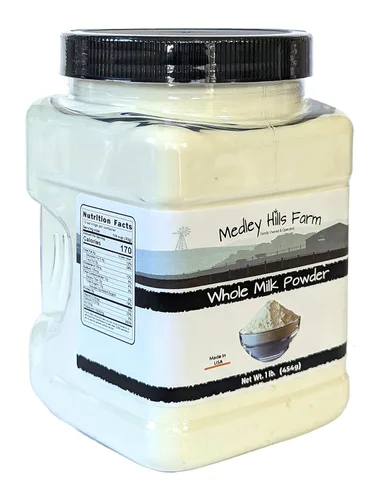 Miniatura 2 de Leche entera en polvo por Medley Hills Farm en recipiente reutilizable de 1 libra - Gran leche seca en polvo para hornear - Producto de Estados