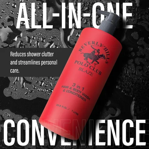 Miniatura 5 de Beverly Hills Polo Club Champú acondicionador 3 en 1 para hombre Blaze Scent Frescura premium durante todo el día y aseo de lujo vigorizante