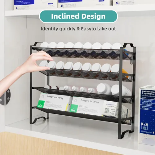 Miniatura 6 de Simple Trending Paquete de 2 organizadores de especias de 4 niveles, estantes apilables para encimera de cocina, para gabinete, encimera, despensa