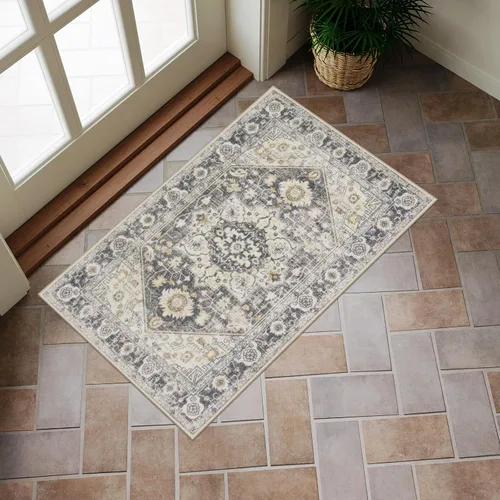 Miniatura 46 de Collive Tapete lavable para puerta de interior, antideslizante, alfombra de entrada retro de 20 x 32 pulgadas, tapete de entrada de absorción Multi