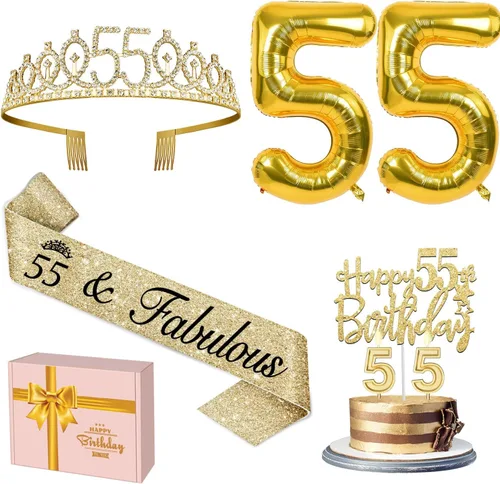 Miniatura 16 de Decoraciones doradas de 70 cumpleaños para mujer con banda y tiara de cumpleaños 70, adorno para pastel y velas, globos de números, regalos de 70
