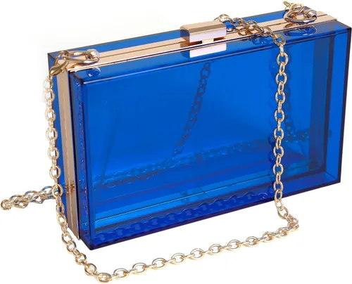 Miniatura 8 de WJCD - Bolso de mano de acrílico transparente para mujer, bolso de hombro con correa de cadena de dorada desmontable Premium Acrylic, Stadium