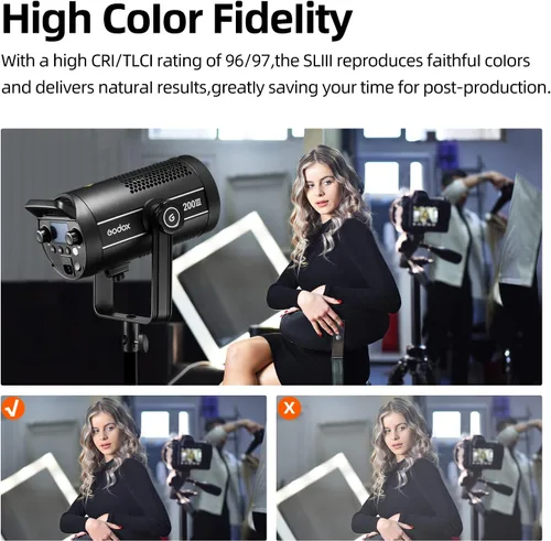 Miniatura 6 de Godox SL200III 215W (MAX.) Luces LED de fotografía de video, luces de estudio Bowens, salida continua, 8 efectos de iluminación preestablecidos