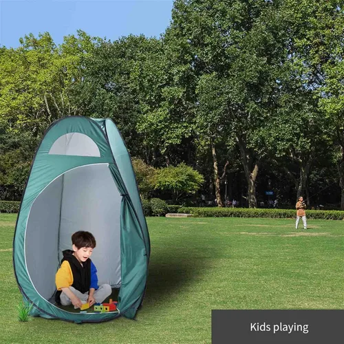 Miniatura 4 de Tienda de campaña portátil desplegable para inodoro, camping, ducha, tienda de campaña para vestuario, verde, 47.2 pulgadas de ancho x 74.8 pulgadas