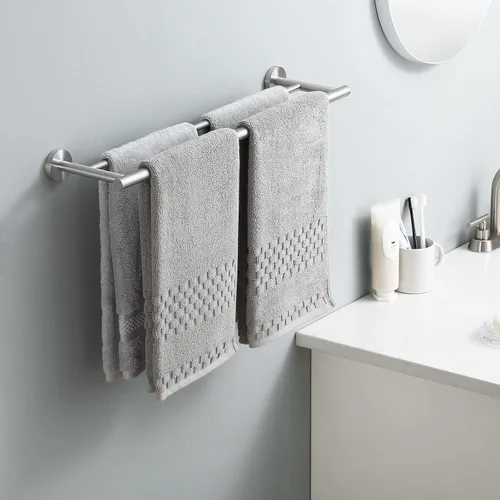 Miniatura 2 de KES Toallero doble de 23.6 pulgadas, soporte para toallas de baño, cocina, barra de toalla doble, resistente al óxido, montaje en pared, acero