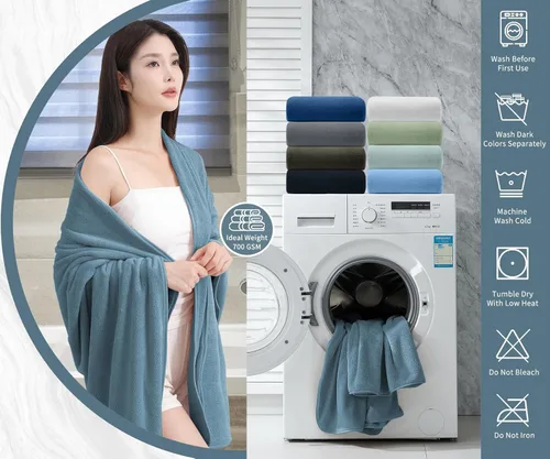 Miniatura 2 de Sábana de Baño Extra Grande de 4 Piezas (35"x70") - Sábana de Baño Ultra Suave de Tamaño Grande, Juego de Sábanas de Baño para Hotel de Baño, Azul