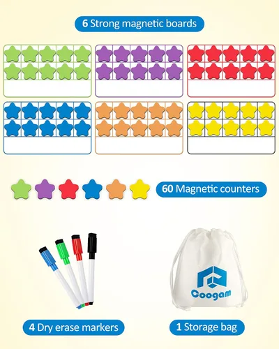 Miniatura 2 de Coogam Conjunto Magnético de Marco de Diez, Juegos de Conteo de Números EVA Manipulativos Matemáticos, Juguete Educativo Montessori, Regalo
