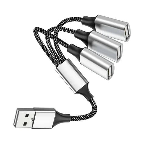 Miniatura 11 de Fidioto Divisor de cable de extensión USB de 6.6 pies, USBA 1 macho a 4 hembras, cable USB Y soporte de carga y transferencia de datos