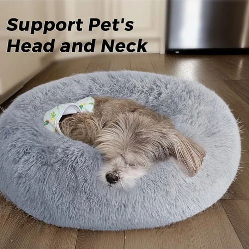 Miniatura 2 de Cama calmante para perros y gatos para gatos de interior, tamaño mediano, lavable, antideslizante, contra la ansiedad, camas tipo dona para perros