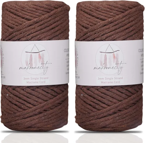 Miniatura 77 de Makromecity, Cordón de macramé de un solo hilo de 3 mm x 100 yardas (300 pies) Hilo de algodón rojo trenzado de 3 mm para arte y manualidades
