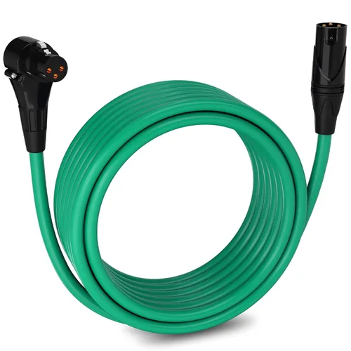 Miniatura 134 de LyxPro Cable de micrófono XLR hembra a macho de ángulo recto de 3 pines de 1.5 pies para altavoces amplificados, interfaz de audio, rendimiento