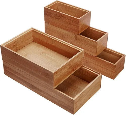 Miniatura 2 de Lipper International 88005 Cajas organizadoras de bambú apilables, juego de 5 unidades, Bambú, otro, Juego de 5