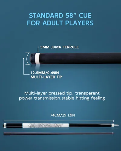 Miniatura 2 de KONLLEN 2.0 Carbon Fiber Pool Cue, Low Deflection Shaft with Pro Taper, Ebony Inlay Design, 12.5mm / 11.8mm Tip, Adjustable Weight System 005