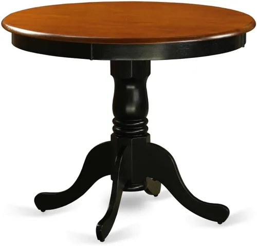 East West Furniture ANT-BLK-TP hermosa mesa de comedor con superficie de cerezo y patas con acabado de color negro, mesa con marco de madera dura