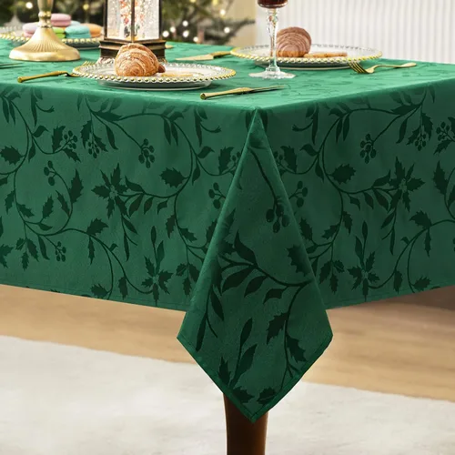 Miniatura 2 de joybest Mantel de Navidad rectangular de 60 x 84 pulgadas, mantel elegante de jacquard navideño de tela de poliéster para decoración de Navidad