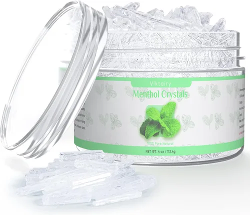 Cristales de mentol de 4 onzas, 100 % puros de menta orgánica, ideales para hacer vapores de ducha, cremas y jabones