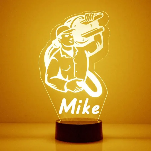 Miniatura 32 de Poste de Barbería Personalizado y Herramientas Letrero LED Lámpara de Luz Nocturna con Control Remoto, Pantalla Iluminada con Nombre o Imagen Barber