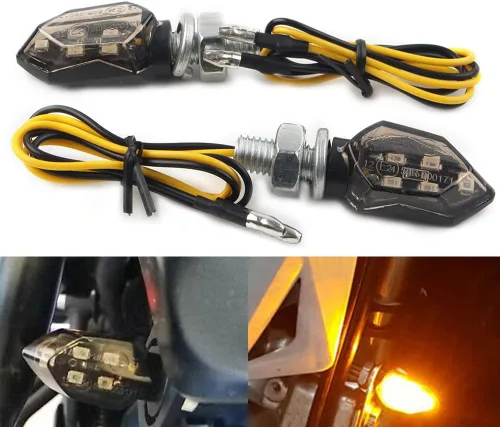 Miniatura 5 de 2 luces LED intermitentes para motocicletas, 5 luces LED, mini 0.394 in y 12 V, indicador universal de motocicleta intermitente ámbar, lámpara