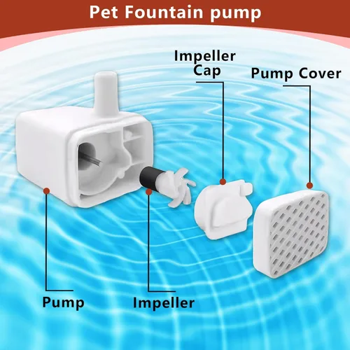 Miniatura 3 de Bomba de fuente de agua de repuesto para gatos, bomba USB sumergible de 5 W CC, 90 L/H (24 GPH), compatible con/para fuentes Pixi Round, Cubic