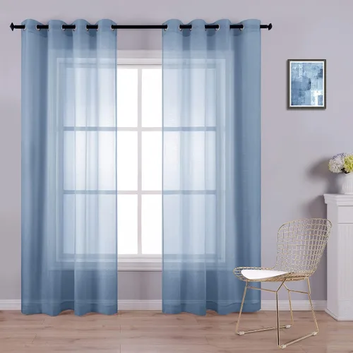 Miniatura 13 de KOUFALL Cortinas traslúcidas de 120 pulgadas de 2 paneles con ojales, juego extra largo de 10 pies de largo, cortinas altas para ventana grande, 52