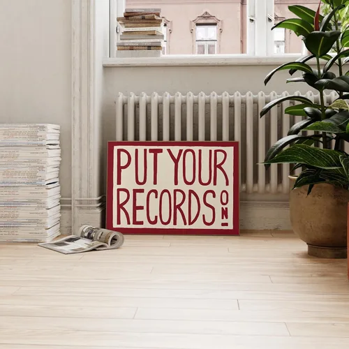 Miniatura 5 de Impresión artística retro para pared, póster "Put Your Records On", arte de pared moderno de mediados de siglo, impresión Put Your Records pintada a