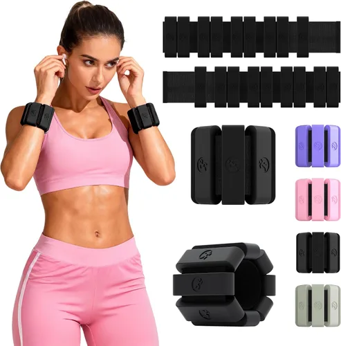 Miniatura 29 de Pesas de muñeca ajustables para mujeres y hombres, pesas de pierna para mujeres de 0.75lb-1lb-1.3lb cada una para caminar, yoga, danza, barre
