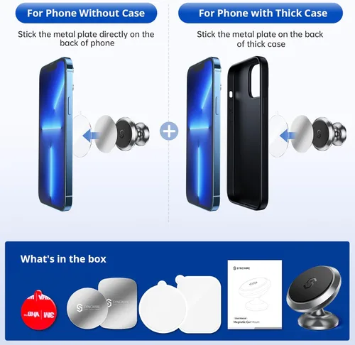 Miniatura 6 de SYNCWIRE Soporte magnético para teléfono de automóvil, para salpicadero, imanes fuertes ajustables de 360°, soporte para teléfono celular