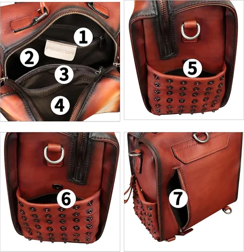 Miniatura 5 de Bolso cruzado de cuero genuino para mujer, bolso cruzado pintado a mano, bolso cruzado con asa superior, mochila convertible hecha a mano