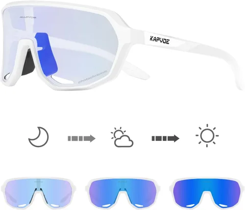 Miniatura 9 de KAPVOE Gafas de ciclismo fotocromáticas para hombres y mujeres, gafas de sol de bicicleta de montaña, gafas deportivas con protección UV Azul Negro