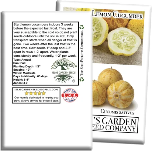 Miniatura 7 de Semillas de pepino de limón para plantar: más de 125 semillas sin OMG y reliquias, pepino amarillo redondo único, sabor crujiente y suave, por