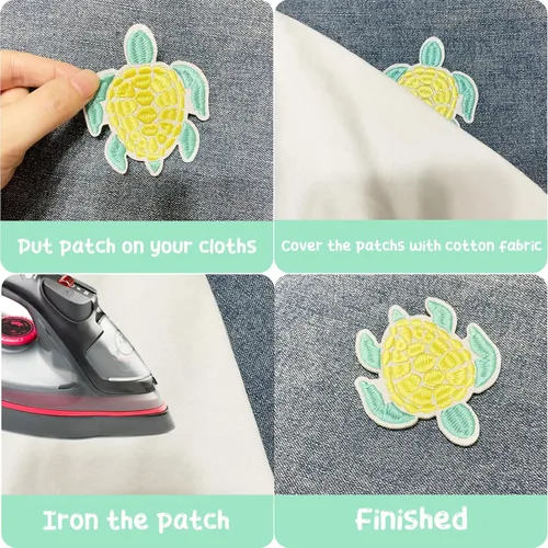 Miniatura 5 de 6 parches bordados para planchar, parches para planchar con tortugas marinas, parches bordados, parches bordados, paquete de decoraciones para ropa