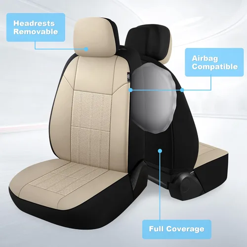 Miniatura 4 de VarCozy Juego de fundas para asientos delanteros de automóvil de piel sintética, fundas universales para asientos delanteros de automóvil, fundas