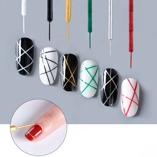 Miniatura 4 de Fcozpjk Juego de esmalte de gel para uñas con líneas de arte, kit de 12 colores con pintura neón rosa y verde y pincel fino, para quitar con Negro
