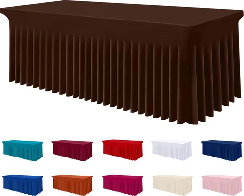 Miniatura 59 de Smiry Mantel de Spandex, Mantel Elástico Ajustable Extensible para Mesas Rectangulares de 6 Pies, Falda Cubierta de Mesa Impermeable y Lavable