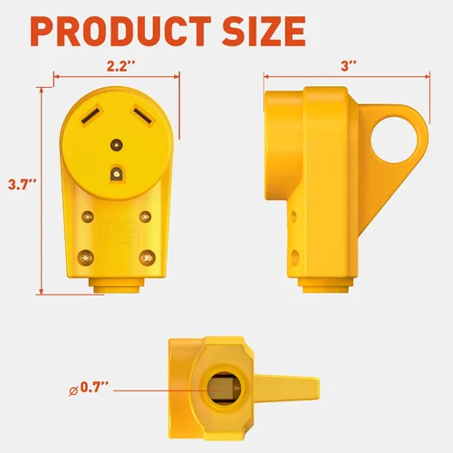 Miniatura 7 de SnowyFox Enchufe de Repuesto Hembra de 30 Amperios para RV - Enchufe Resistente de 30 Amperios para RV con Mango Ergonómico, Diseñado para Acomodar
