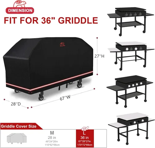 Miniatura 2 de Turtle Life Cubierta para parrilla para parrilla, cubierta de parrilla de humo a gas y parte superior plana para estación de cocina Blackstone Royal