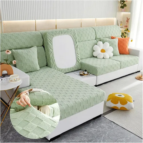 Miniatura 9 de Funda de cojín elástica para asiento de sofá con parte inferior elástica, de elastano, jacquard, antideslizante, protector de muebles