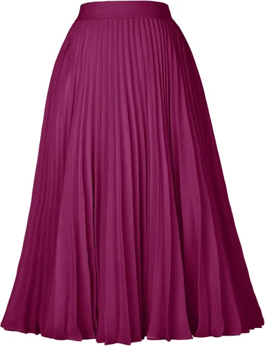 Miniatura 77 de GRACE KARIN - Falda plisada de gasa para mujer, con cintura alta y elástica, vuelo, corte acampanado y longitud por debajo de la rodilla