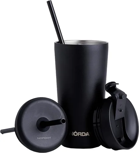 Miniatura 11 de NORDAY Vaso con tapa y popote - Bloom 20oz - Vaso aislado azul dorado - Vasos de acero inoxidable - Taza de café de viaje de doble pared - Dorado