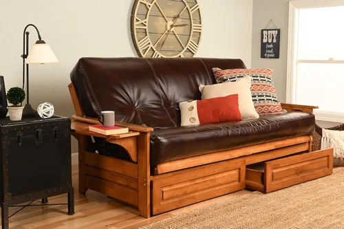 Kodiak Furniture Phoenix - Juego de futón con colchón Oregon Trail Java y cajones de almacenamiento, tamaño completo, Barbados