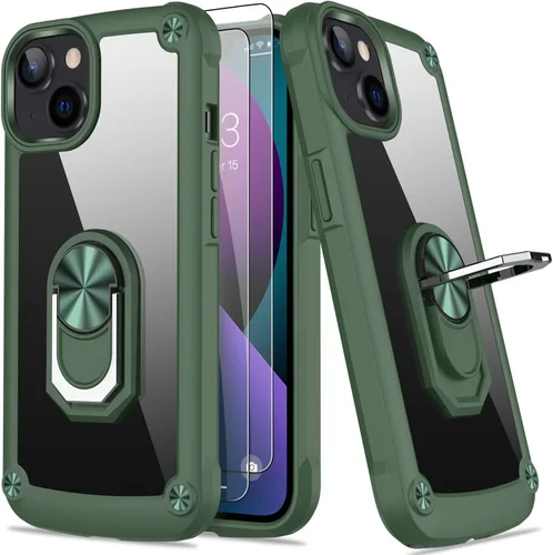 Miniatura 13 de Funda para iPhone 13 Pro con protector de pantalla, cristal transparente, antiamarillo, acrílico resistente, funda protectora de grado militar