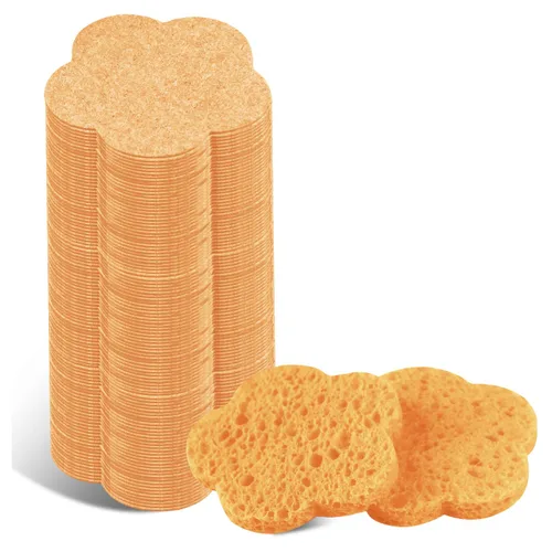 Miniatura 17 de 50 esponjas faciales comprimidas, esponjas faciales naturales, esponjas exfoliantes con forma de flor, reutilizables, el mejor regalo de maquillaje