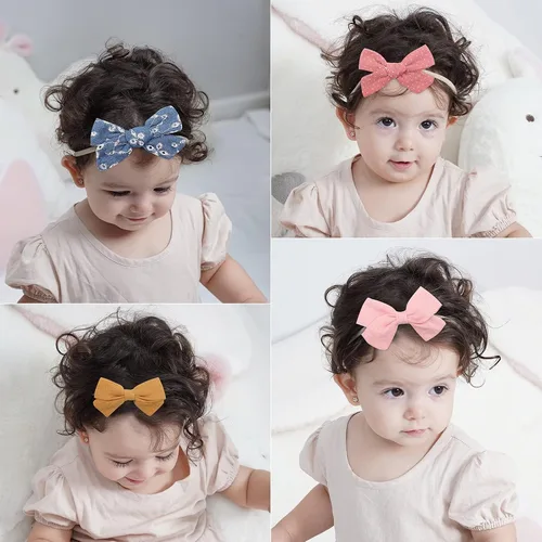 Miniatura 4 de doboi - 24 diademas de flores y lazos para bebés, niñas, recién nacidos, niños pequeños, cintas elásticas de nailon suaves, accesorios