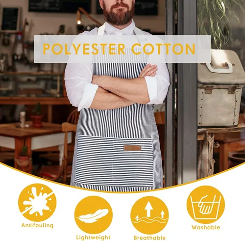 Miniatura 4 de Handepo 4 Piezas Delantales de Cocina con Bolsillos Delantales Ajustables Impermeables para Hornear para Mujeres Hombres Chef BBQ Regalo de Navidad