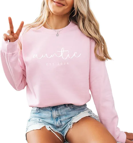 Miniatura 9 de Verita Culture Sudadera de manga larga con cuello redondo para mujer, diseño de tía, estampado de letras gráficas, color arena