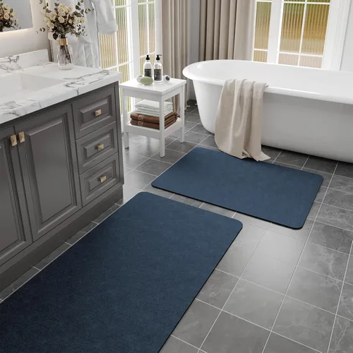 Miniatura 9 de Alfombras de baño de 32 x 17 pulgadas, tapetes de baño de tierra de diatomeas de secado rápido, absorbentes, tapetes de baño de goma antideslizante
