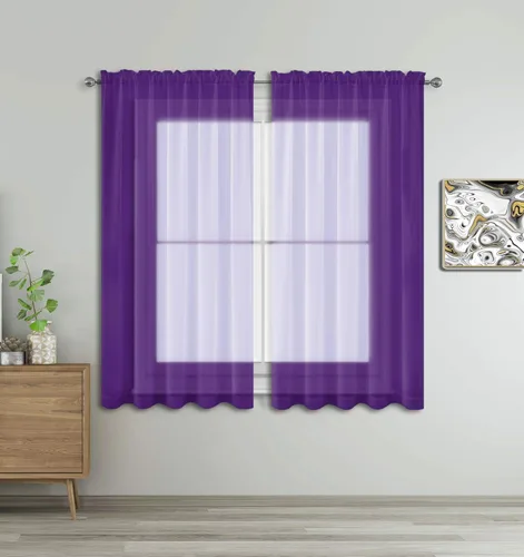 Miniatura 44 de WPM - Cortinas traslúcidas de gasa transparente con bolsillo para barra, 2 paneles de cortinas traslúcidas para dormitorio, cocina, sala de estar